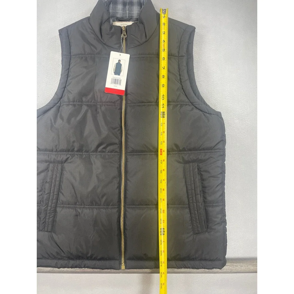 NWT Weatherproof Vintage Mens Black Puffer Vest Flannel Lined Medium